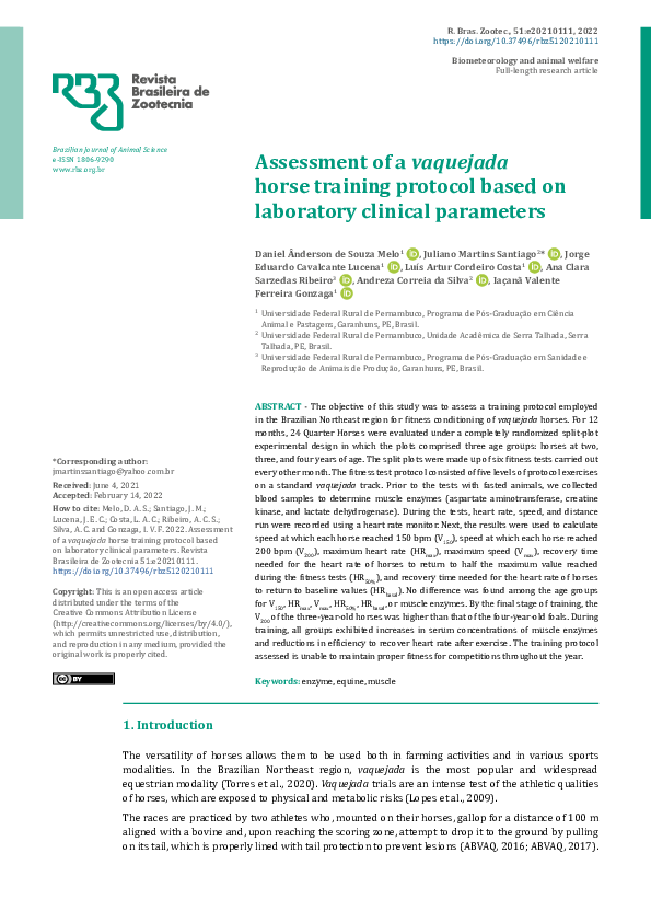 (PDF) Assessment of a vaquejada horse training protocol based on ...