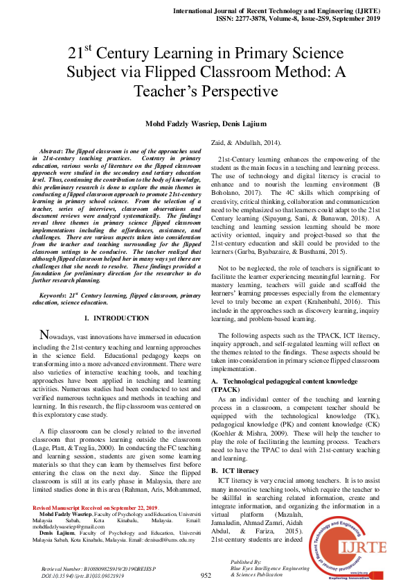 (PDF) 21st Century Learning in Primary Science Subject via Flipped ...
