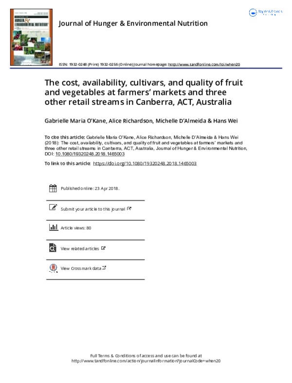 (PDF) The cost, availability, cultivars, and quality of fruit and ...