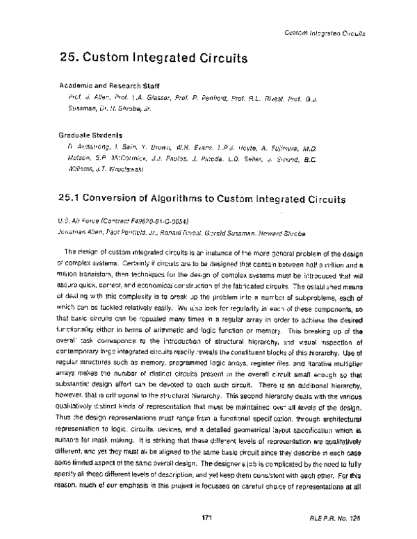 (PDF) 25 . 1 Conversion of Algorithms to Custom Integrated Circuits