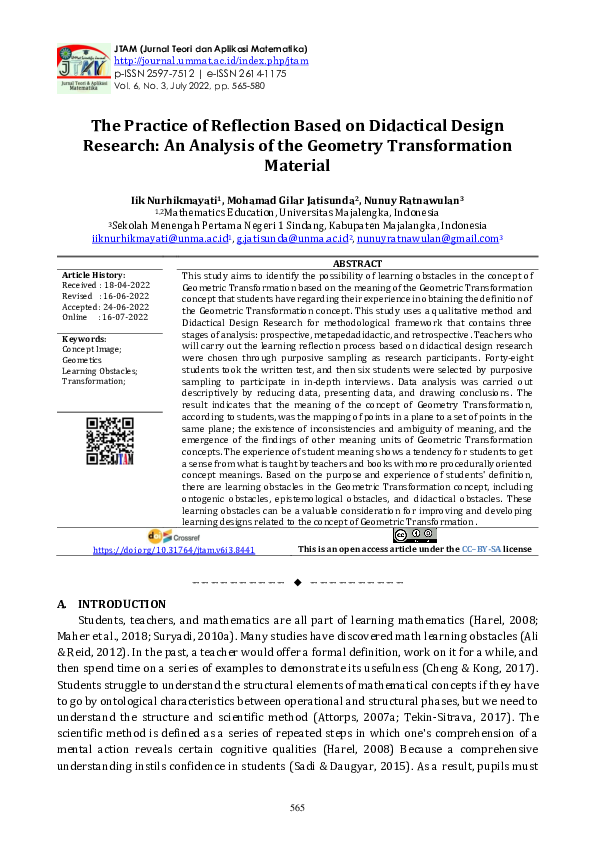 (PDF) The Practice of Reflection Based on Didactical Design Research ...