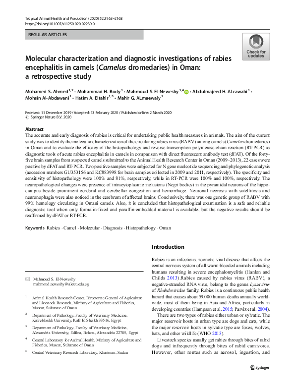 (PDF) Molecular characterization and diagnostic investigations of ...
