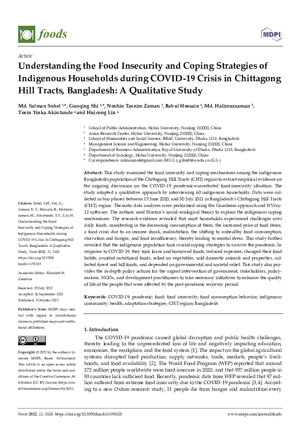(PDF) Understanding the Food Insecurity and Coping Strategies of ...
