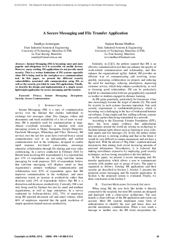 (PDF) A Secure Messaging and File Transfer Application