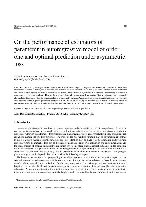(PDF) On the performance of estimators of parameter in autoregressive ...
