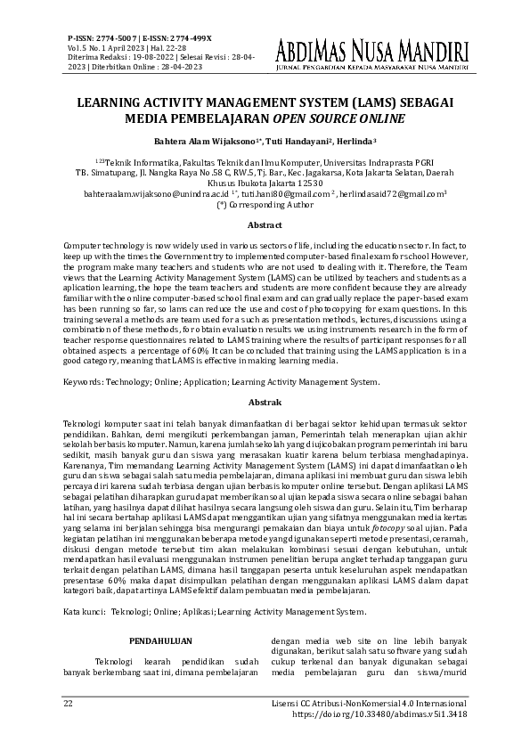 (PDF) Learning Activity Management System (Lams) Sebagai Media ...