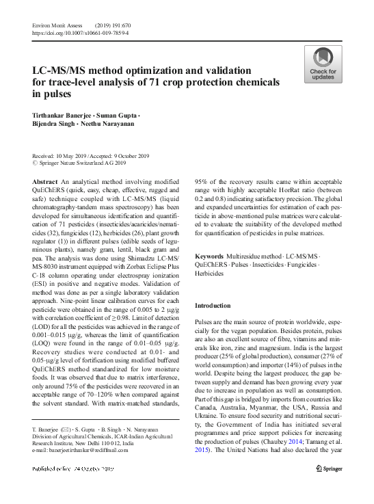 (PDF) LC-MS/MS method optimization and validation for trace-level ...