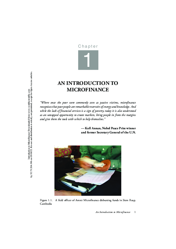Pdf Introduction To Microfinance