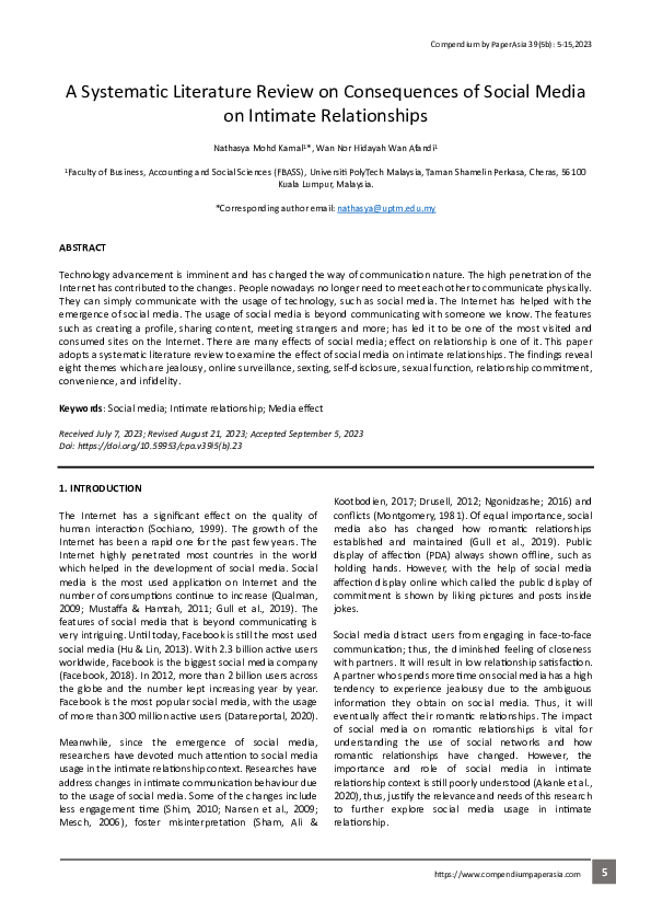 (PDF) A Systematic Literature Review on Consequences of Social Media on ...