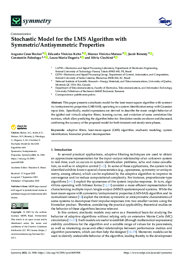 (PDF) LMS Algorithm with Stochastic Properties