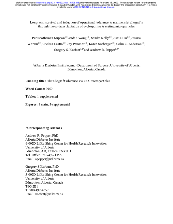 (PDF) Long-term survival and induction of operational tolerance to ...