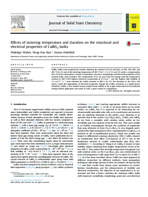 (PDF) Effects of sintering temperature and duration on the structural ...