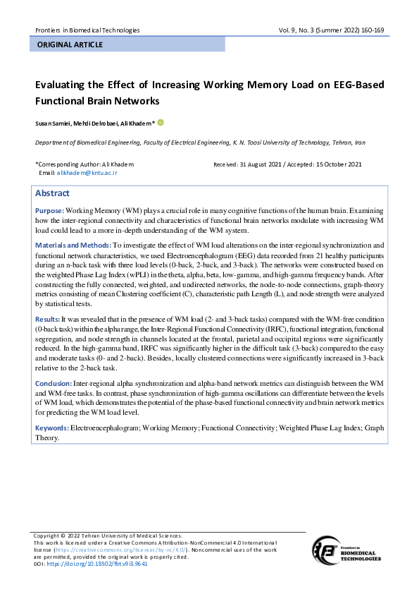 (PDF) Evaluating the Effect of Increasing Working Memory Load on EEG ...