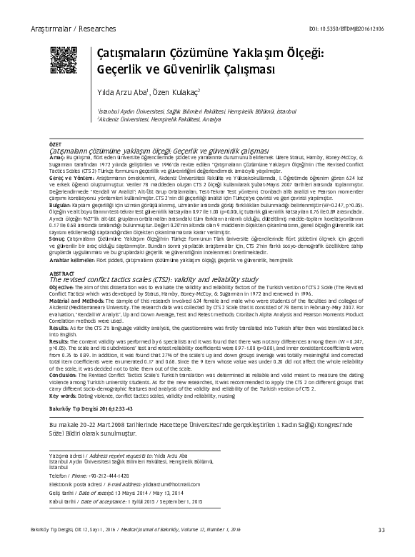 (PDF) The revised conşict tactics scales (CTS2): validity and ...