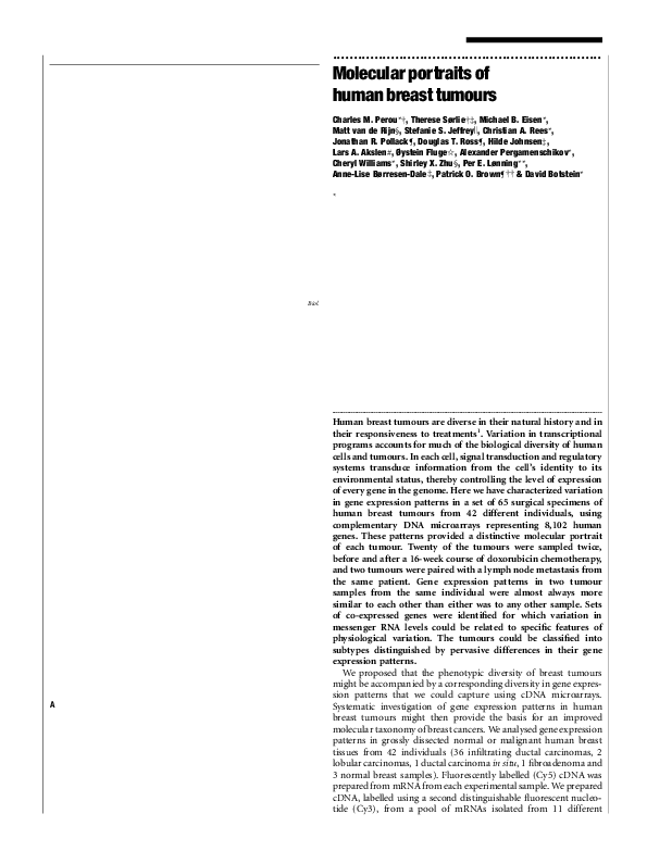 (PDF) Molecular portraits of human breast tumours