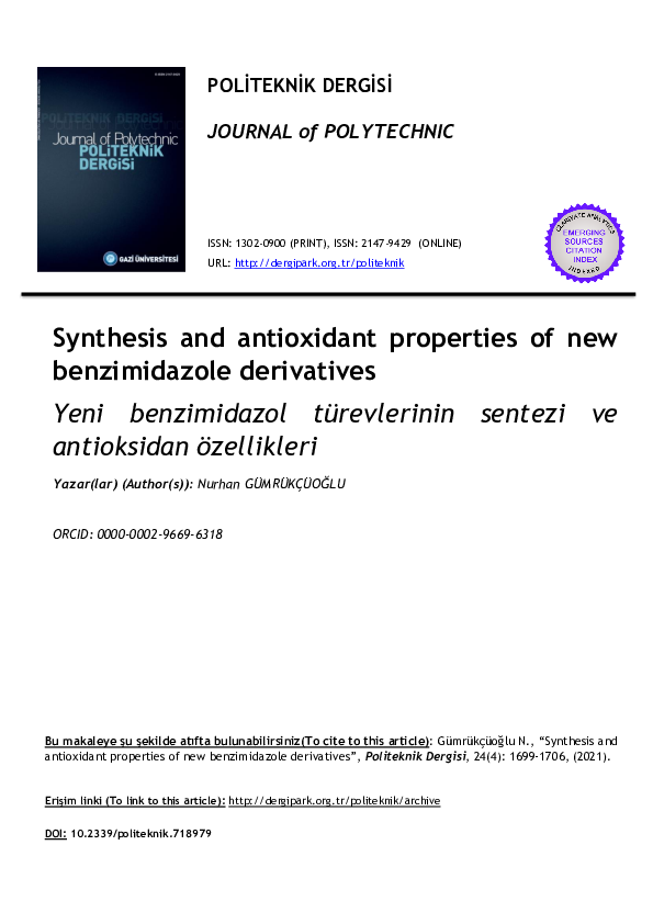 (PDF) Synthesis and Antioxidant Properties of New Benzimidazole Derivatives