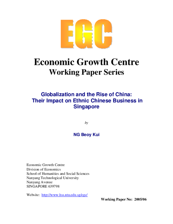 (PDF) Globalization and the Rise of China: Their Impact on Ethnic ...