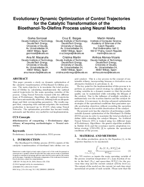 (PDF) Evolutionary Dynamic Optimization of Control Trajectories for the ...
