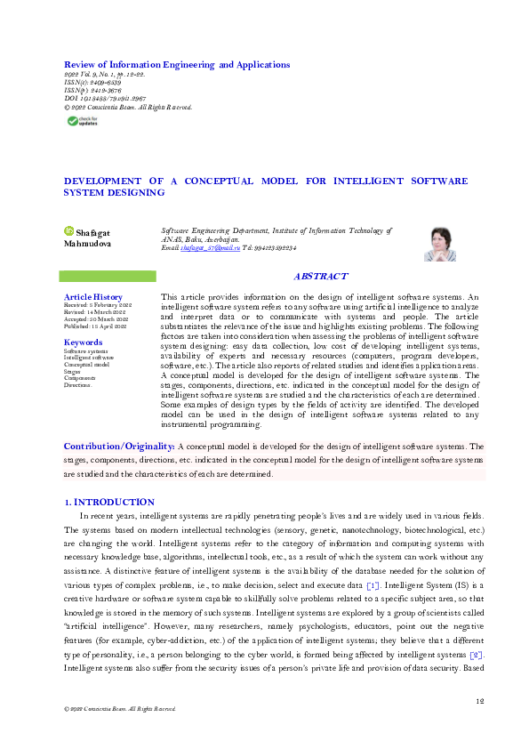 (PDF) Development of a Conceptual Model for Intelligent Software System ...