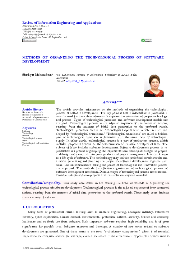(PDF) Methods of Organizing the Technological Process of Software ...