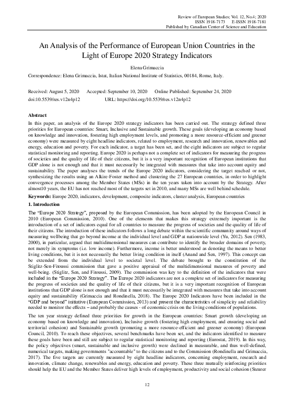 (PDF) An Analysis of the Performance of European Union Countries in the ...
