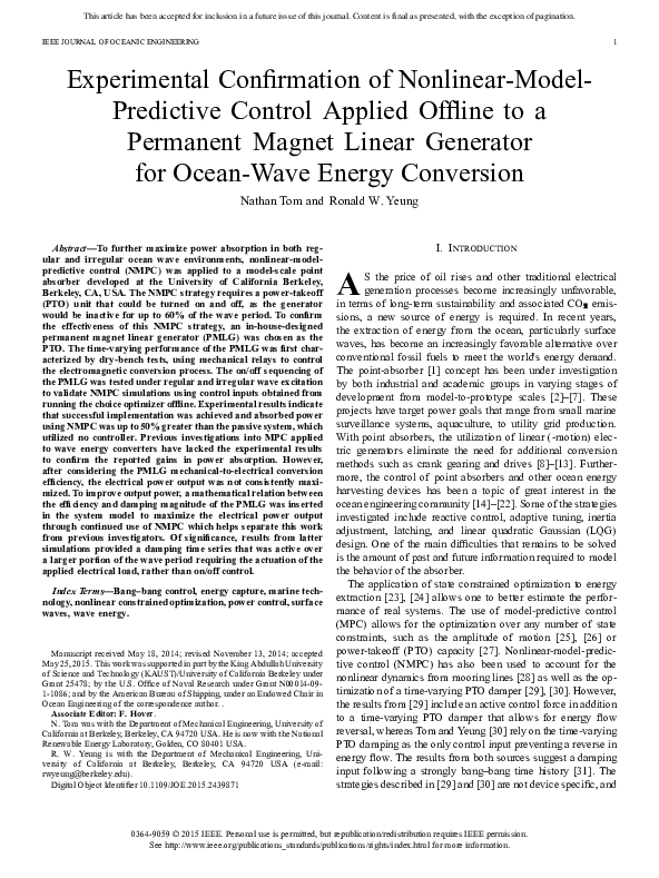 (PDF) Experimental Confirmation of Nonlinear-Model- Predictive Control ...