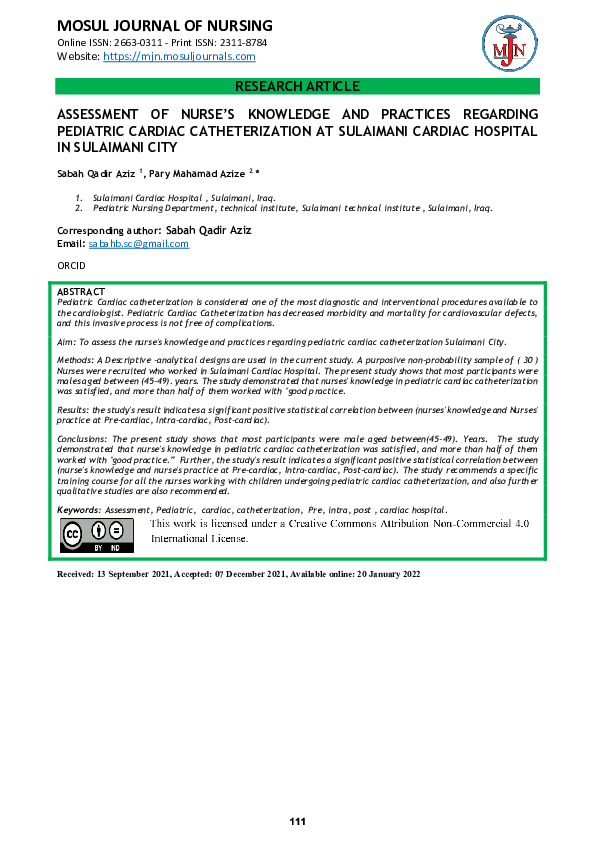 (PDF) Assessment of Nurse’s Knowledge and Practices Regarding Pediatric ...