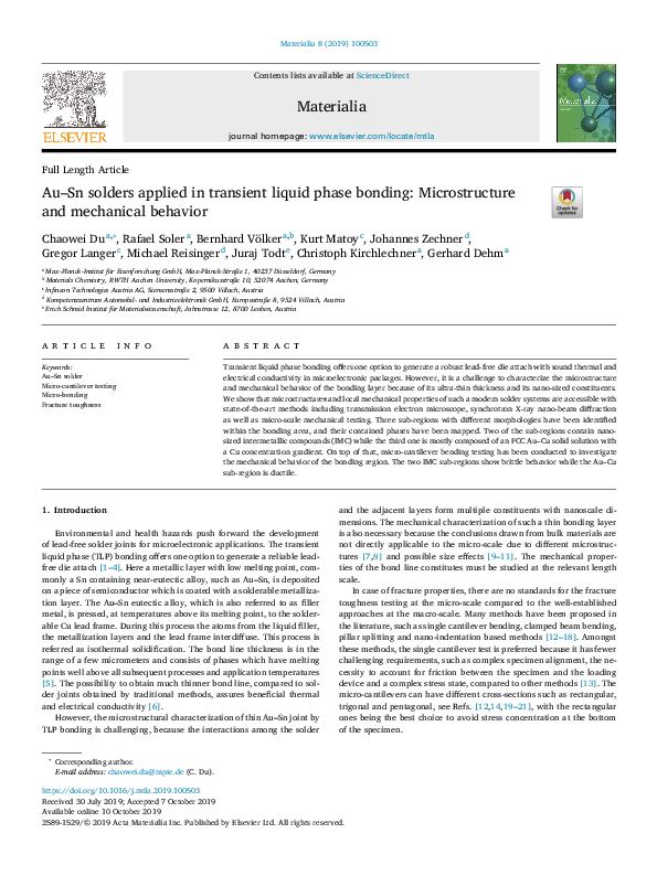 (PDF) Au-Sn Solders Applied in Transient Liquid Phase Bonding ...