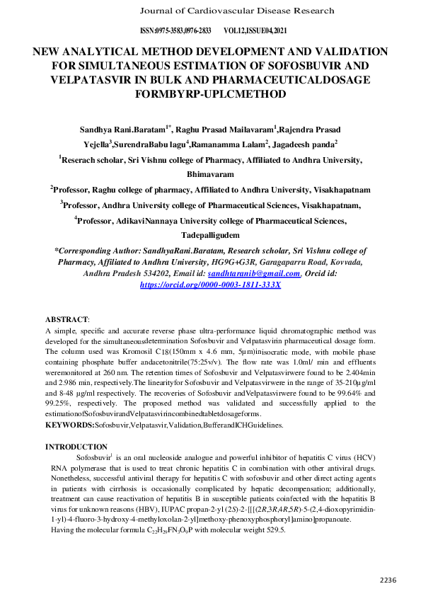 (PDF) NEW ANALYTICAL METHOD DEVELOPMENT AND VALIDATION FOR SIMULTANEOUS ...