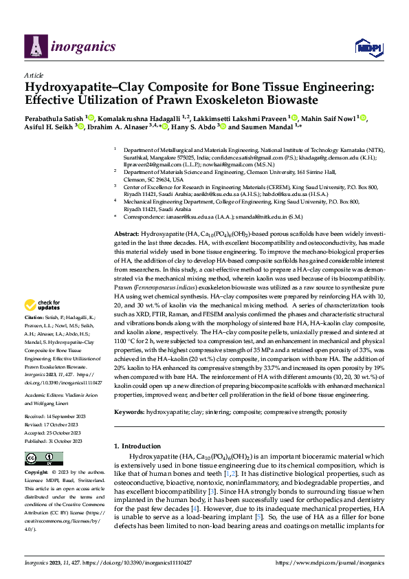 (PDF) Hydroxyapatite–Clay Composite for Bone Tissue Engineering ...