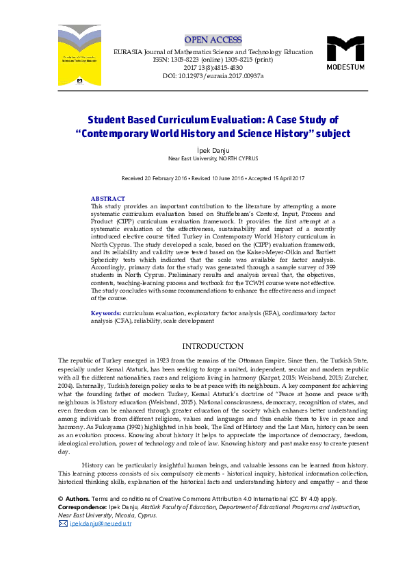 (PDF) Student Based Curriculum Evaluation: A Case Study of ...