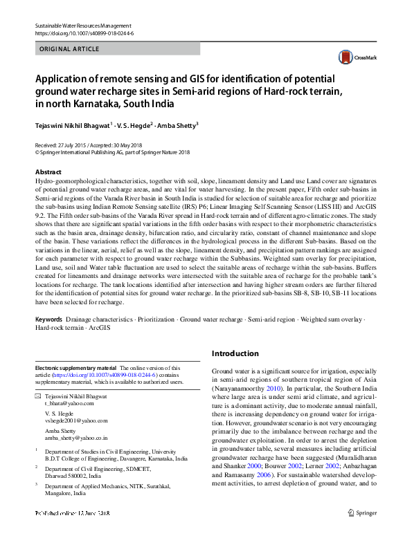 (PDF) Application of remote sensing and GIS for identification of ...