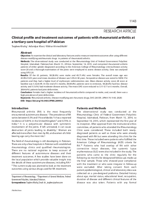 (PDF) Clinical profile and treatment outcomes of patients with ...