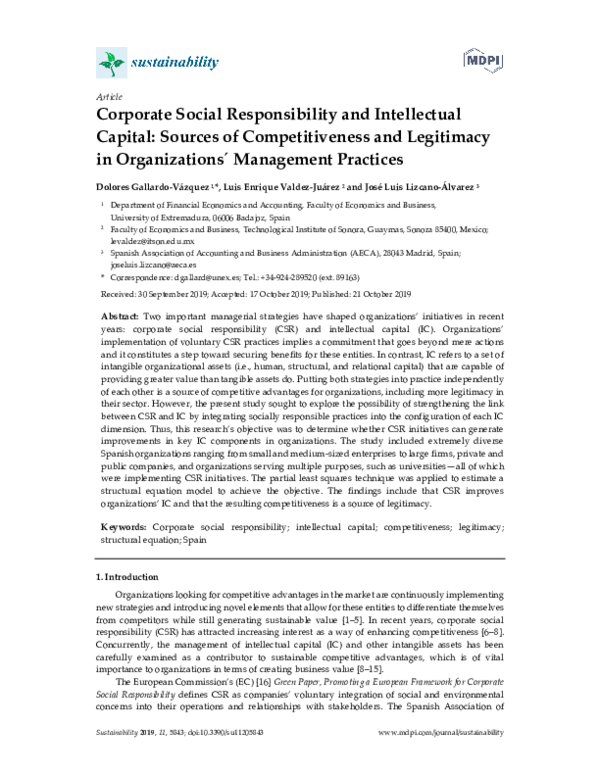 (PDF) Corporate Social Responsibility and Intellectual Capital: Sources ...