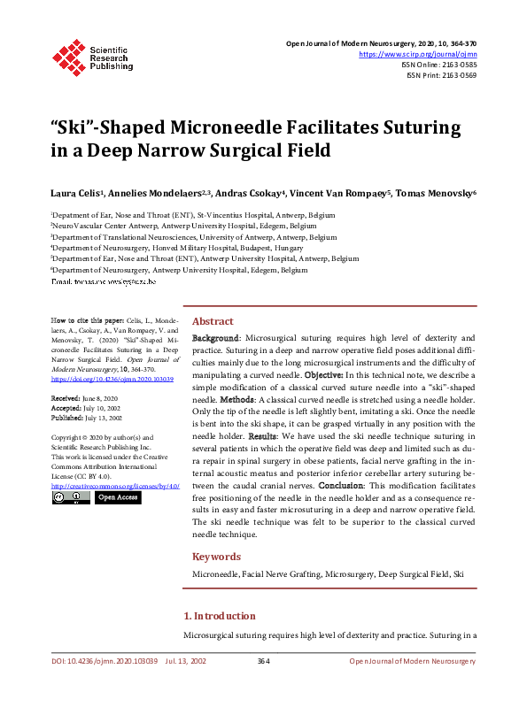 (PDF) “Ski”-Shaped Microneedle Facilitates Suturing in a Deep Narrow ...