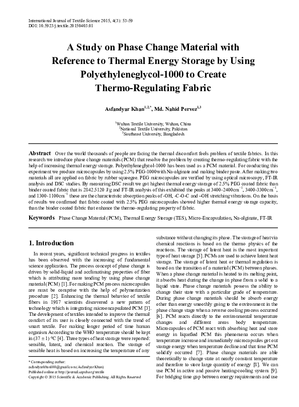(PDF) A Study on Phase Change Material with Reference to Thermal Energy ...