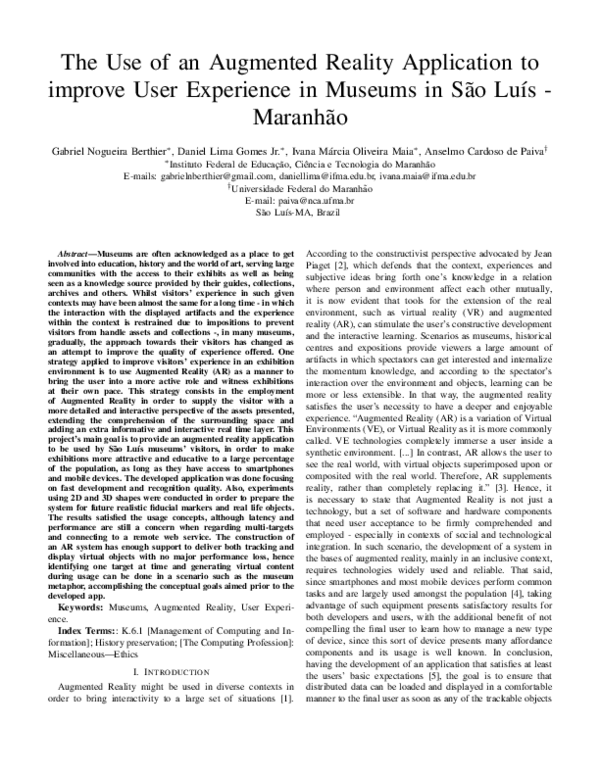 (PDF) The Use of an Augmented Reality Application to improve User ...