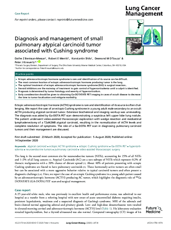 (PDF) Diagnosis and management of small pulmonary atypical carcinoid ...