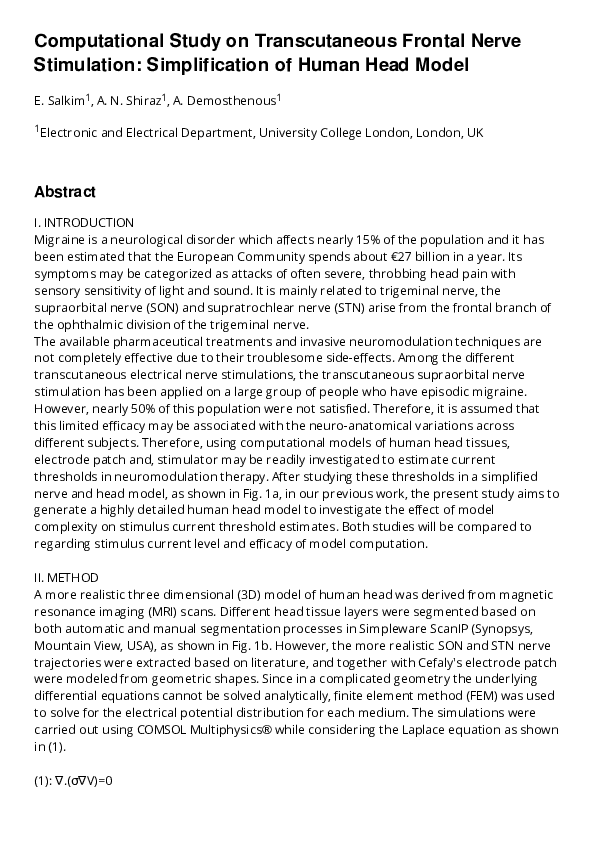 (PDF) Computational Study on Transcutaneous Frontal Nerve Stimulation ...