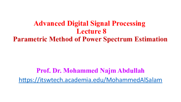 (PPT) Parametric Method of Power Spectrum Estimation