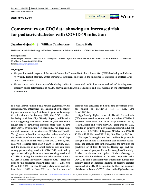 (PDF) Commentary on CDC data showing an increased risk for pediatric ...