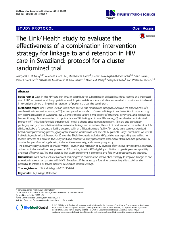 (PDF) The Link4Health study to evaluate the effectiveness of a ...