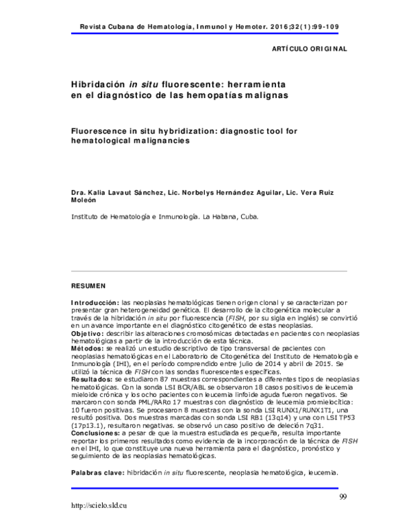 (PDF) Fluorescence in situ hybridization: diagnostic tool for ...