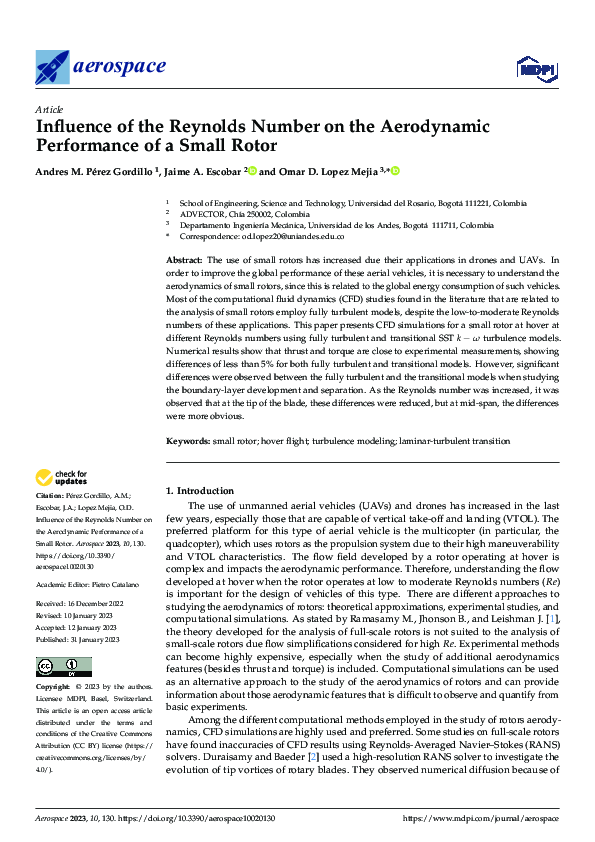 (PDF) Influence of the Reynolds Number on the Aerodynamic Performance ...