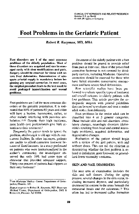 (PDF) Foot Problems in the Geriatric Patient