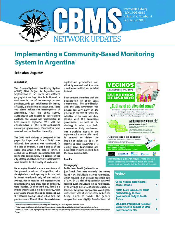 (PDF) Implementing a Community-Based Monitoring System in Argentina
