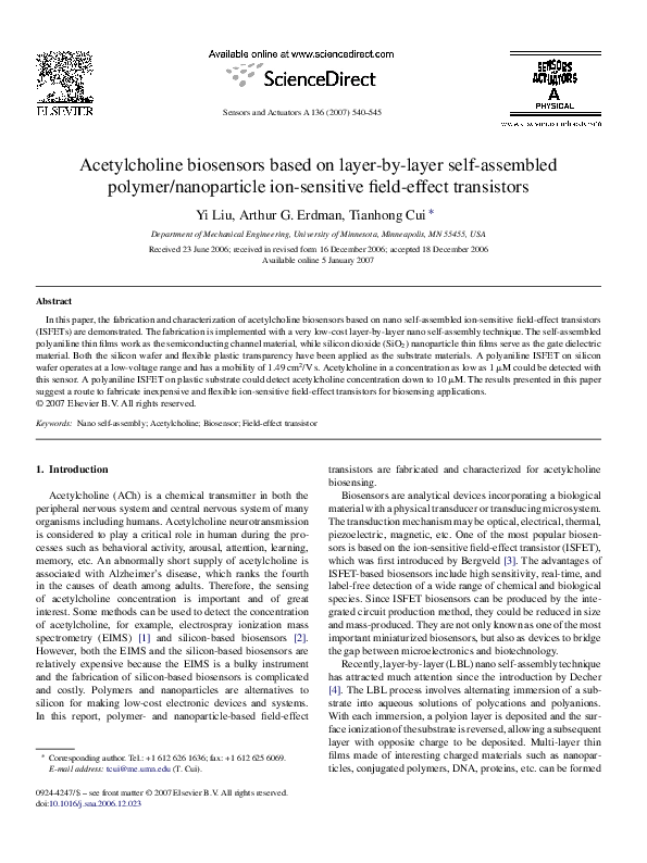 (PDF) Acetylcholine biosensors based on layer-by-layer self-assembled ...