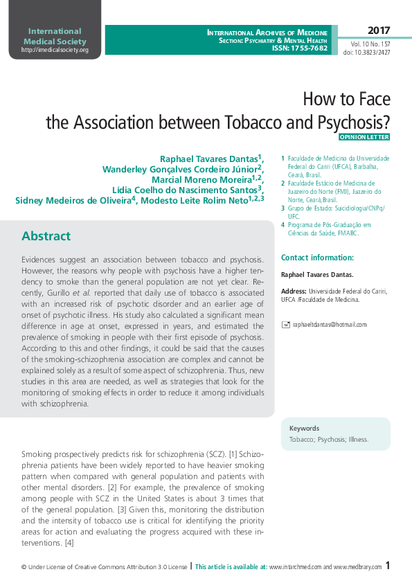 tobacco induced psychosis How Smoking Weed Smoking and Mental Illness 