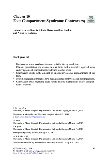 (PDF) Compartment Syndrome of the Foot