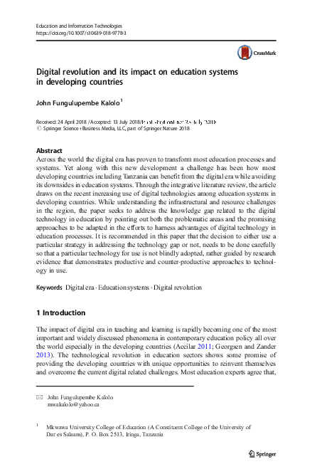 (PDF) Digital revolution and its impact on education systems in ...